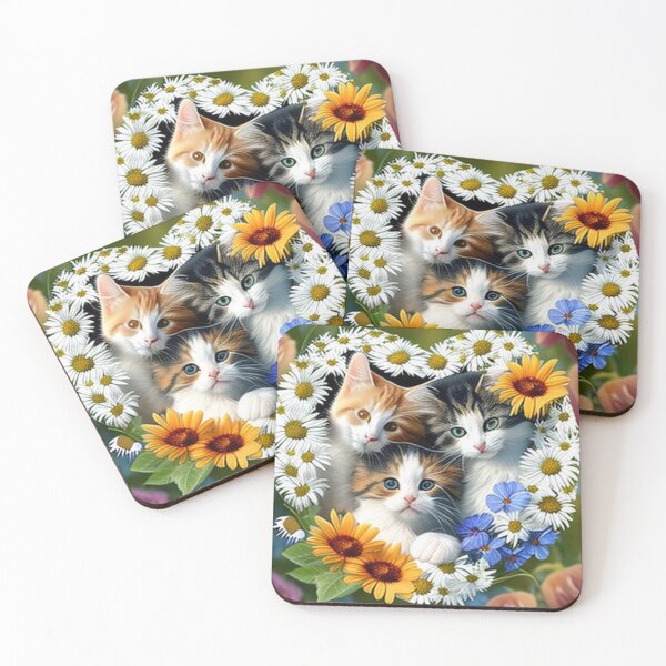 Item preview, Happy Cute Kittens with Love and Flowers designed and sold by BrandonArtWorld.