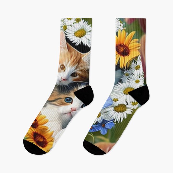 Artikelvorschau, Glückliche süße Kätzchen mit Liebe und Blumen entworfen und verkauft von BrandonArtWorld.