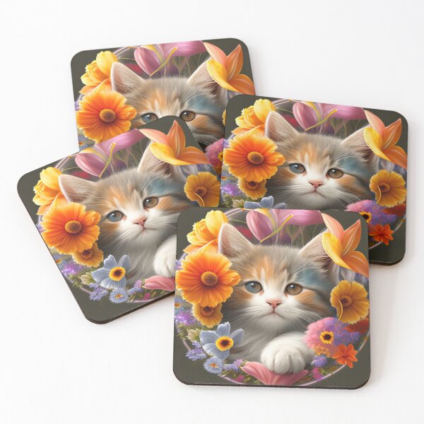 Item preview, Copy of Happy Cute Kittens with Love and Flowers designed and sold by BrandonArtWorld.