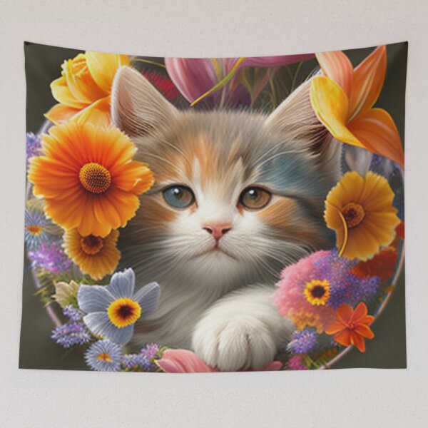 Artikelvorschau, Kopie von Glückliche süße Kätzchen mit Liebe und Blumen entworfen und verkauft von BrandonArtWorld.