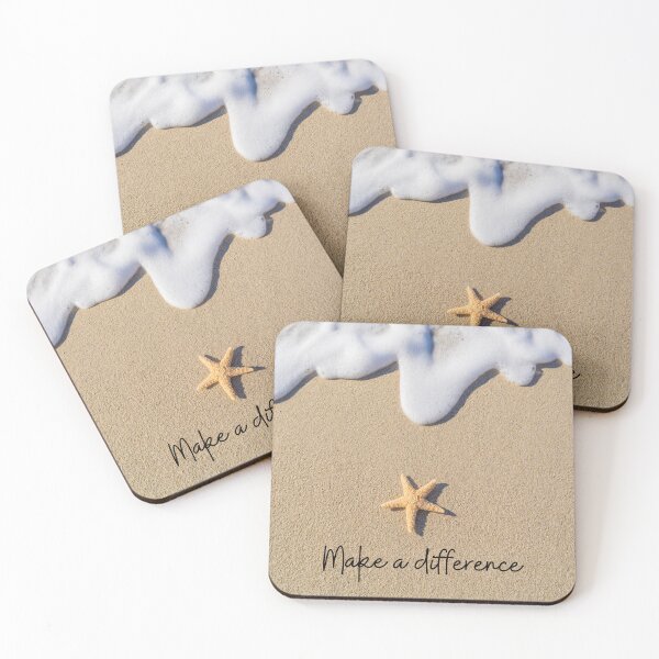 Item preview, Make a difference .... (The Starfish Story). Starfish, sand, sea. Color photo. Black text. designed and sold by JellyBeenzz.