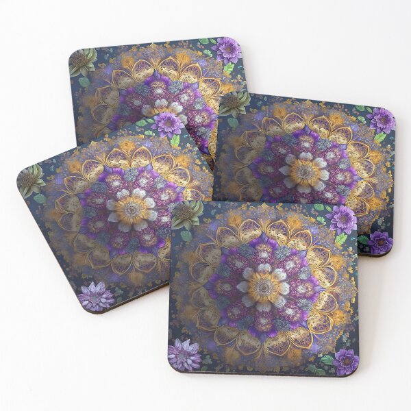 Item preview, Trippy Purple & Gold Mandala Boho Galaxy Floral designed and sold by Tamas Das.