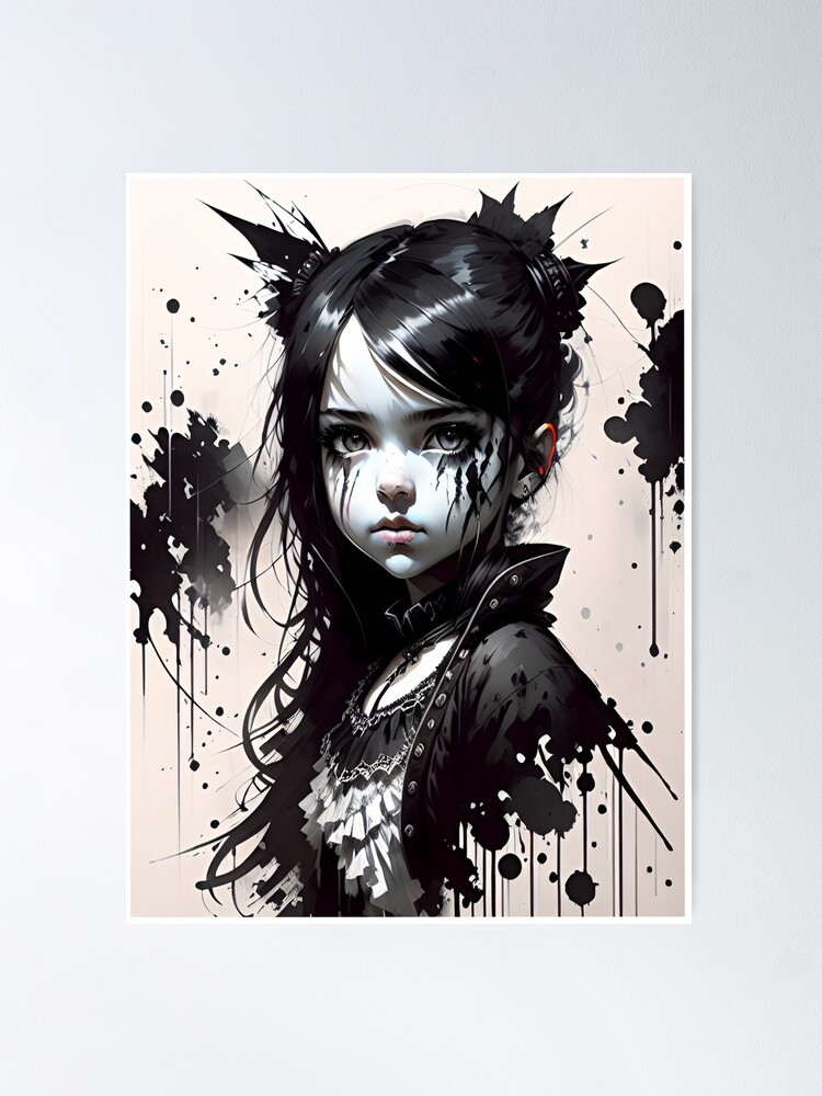 Dark Anime Girl Wall Art Anime Aesthetic Print Gothic Emo 