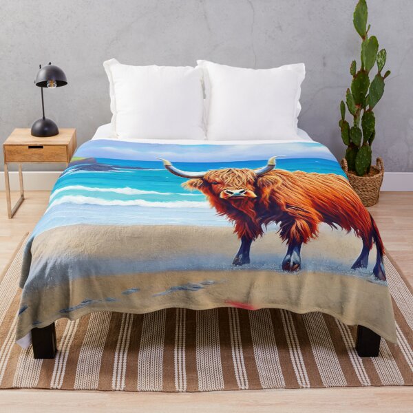 Item preview, Funny Painting Of Highland Cattle in Hawaii Beach designed and sold by Tamas Das.
