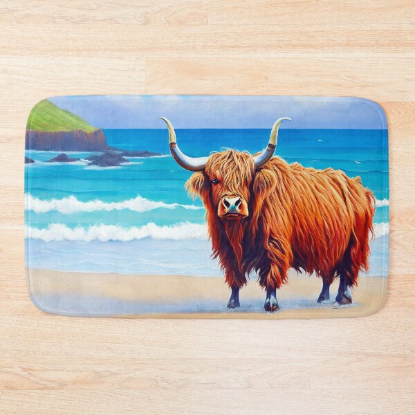 Item preview, Funny Painting Of Highland Cattle in Hawaii Beach designed and sold by Tamas Das.