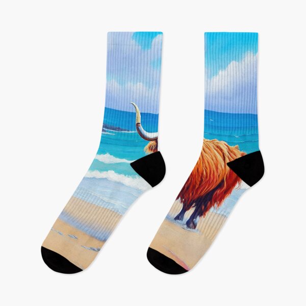 Item preview, Funny Painting Of Highland Cattle in Hawaii Beach designed and sold by Tamas Das.