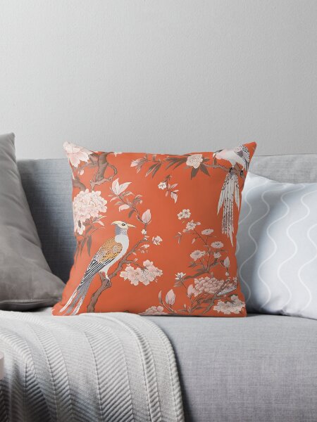 Item preview, Vintage Chinoiserie Floral Pink and Orange designed and sold by TimelessCargo.