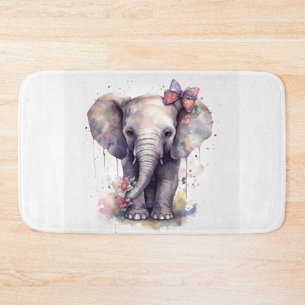 Item preview, Watercolor Elephant with Bow #004 designed and sold by ArtworkbyJM.