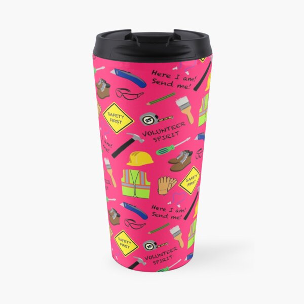 Pink safety first volunteer construction Travel Mug