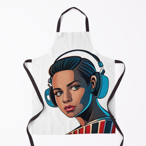 Item preview, funny girl wearing headphones while dancing to the music designed and sold by Art Store Stickers.
