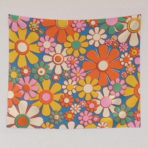 Item preview, Plastic Flowers Colorful Retro 60s Floral Pattern Print designed and sold by kierkegaard.