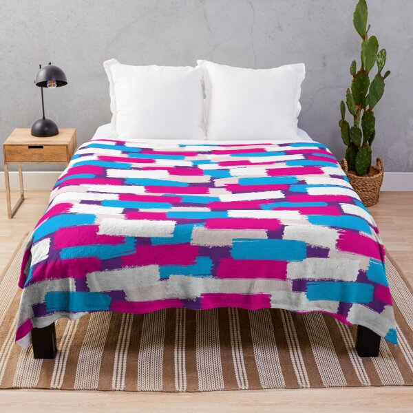 Item preview, Abstract Pink and Blue And White on Purple Background, Paint Brush Effect designed and sold by Throwtopia.