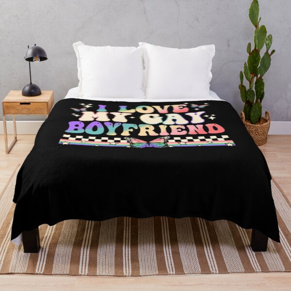 Item preview, I Love My Gay Boyfriend Groovy LGBT Lesbian Rainbow Pride designed and sold by BabyBellyLaughs.