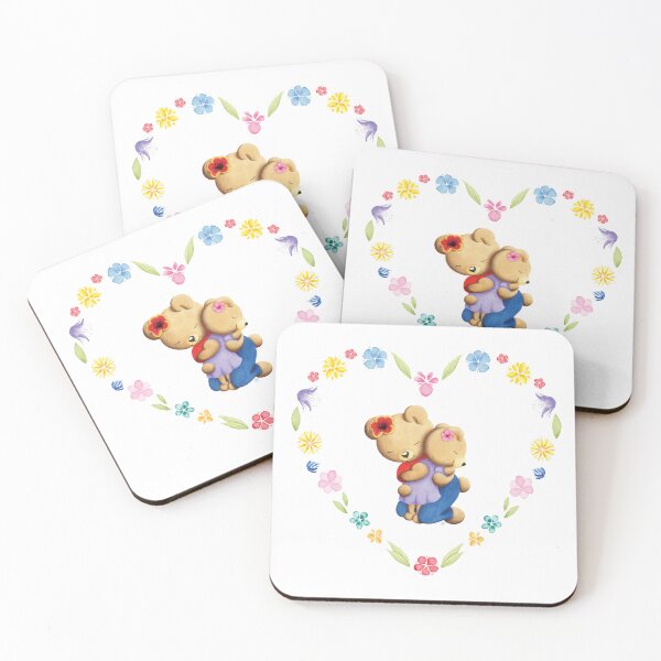 Item preview, Hug Mama Bear & Daughter in a heart of flowers designed and sold by Iris Créa.
