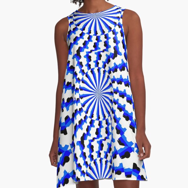 Illusion Pattern #blue #symmetry #circle #abstract #illustration #pattern #design #art #shape #bright #modern #horizontal #colorimage #royalblue #inarow #textured A-Line Dress