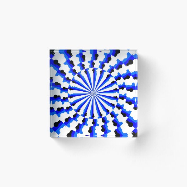 Illusion Pattern #blue #symmetry #circle #abstract #illustration #pattern #design #art #shape #bright #modern #horizontal #colorimage #royalblue #inarow #textured Acrylic Block