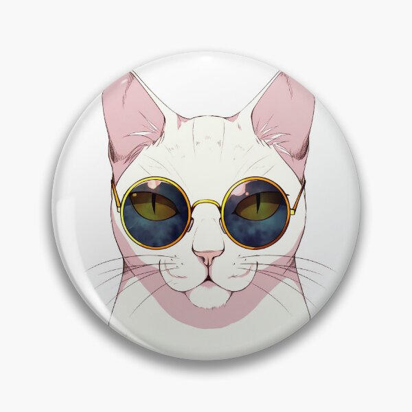 Item preview, Cool White Cat in Round Sunglasses designed and sold by TheThreePixels.