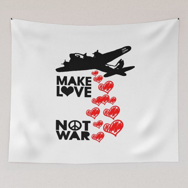 Item preview, Make Love Not War; Plane throwing Hearts designed and sold by StickerApe.