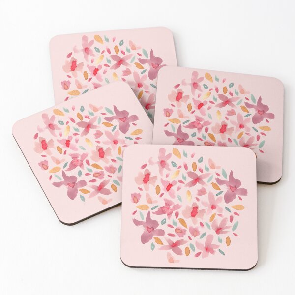 Item preview, Spring Floral Watercolour Mustard Purple Green designed and sold by Lozzie Eliza Designs.