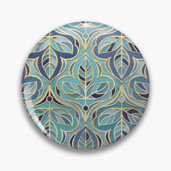 Item preview, Gilded Cobalt, Teal and Indigo Summer Leaf Tiles designed and sold by micklyn.