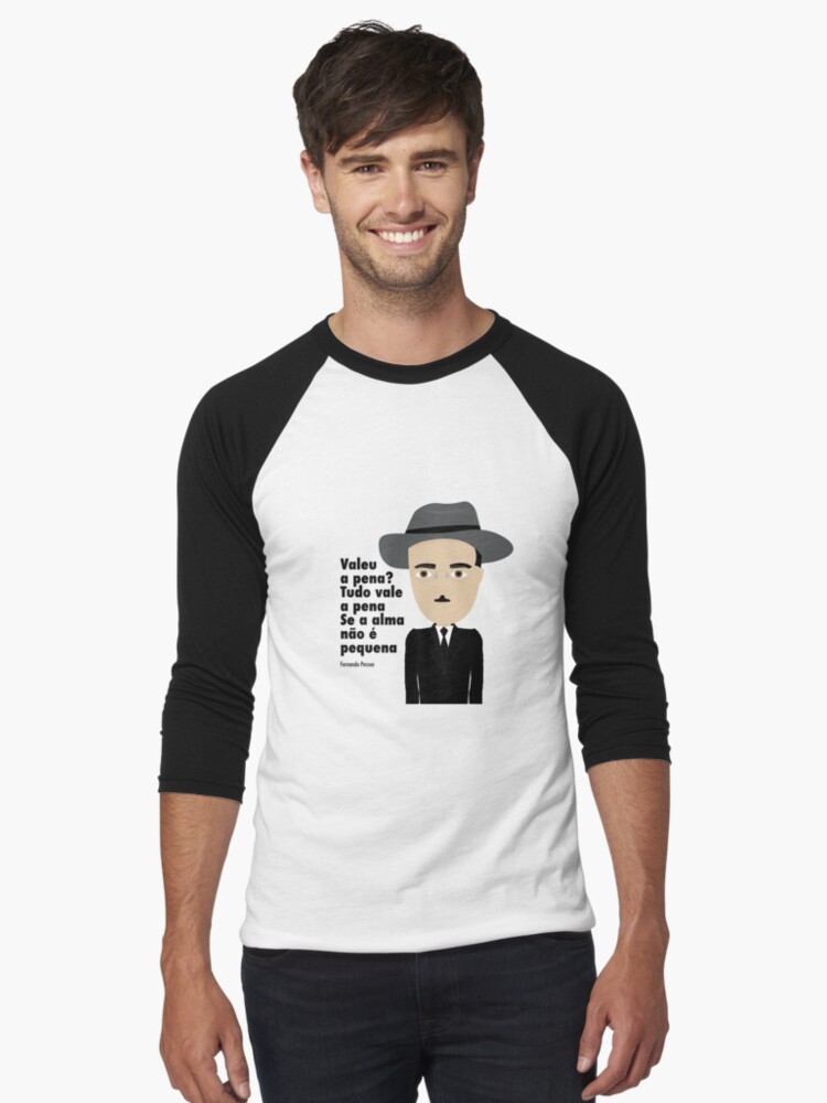 Imagen 1 de 3, Camiseta ¾ estilo béisbol con la obra Fernando Pessoa, diseñada y vendida por creotumundo.