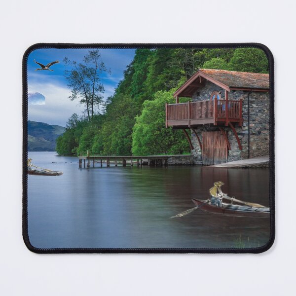 Item preview, Riverside house and mountain sunset view painting designed and sold by Vasant Ravte.