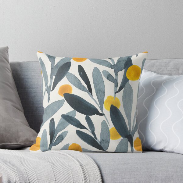 Indigo Mustard Throw Pillow