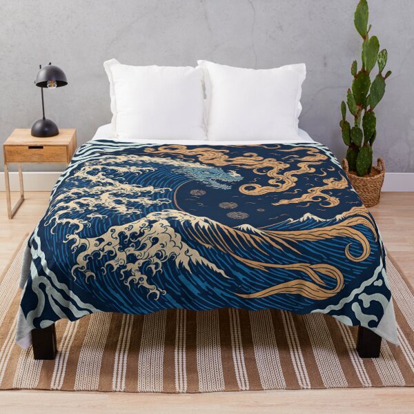 Artikelvorschau, Abstraktes Aufkleberdesign mit einem Drachen und der ikonischen Welle vor Kanagawa von Hokusai entworfen und verkauft von RedArtG09.