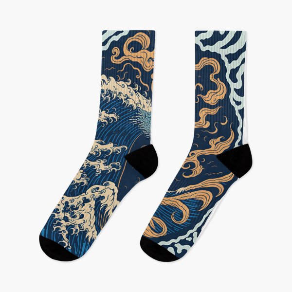 Artikelvorschau, Abstraktes Aufkleberdesign mit einem Drachen und der ikonischen Welle vor Kanagawa von Hokusai entworfen und verkauft von RedArtG09.