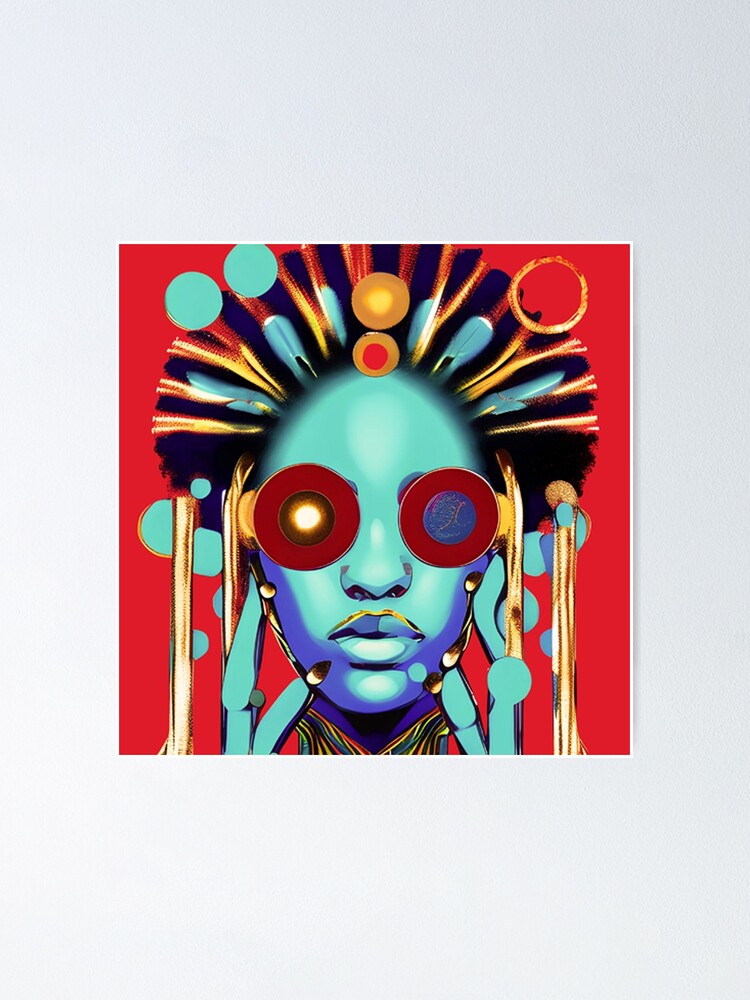 Abstract Colorful Afro Woman Art Afrofuturist Art Poster For Sale