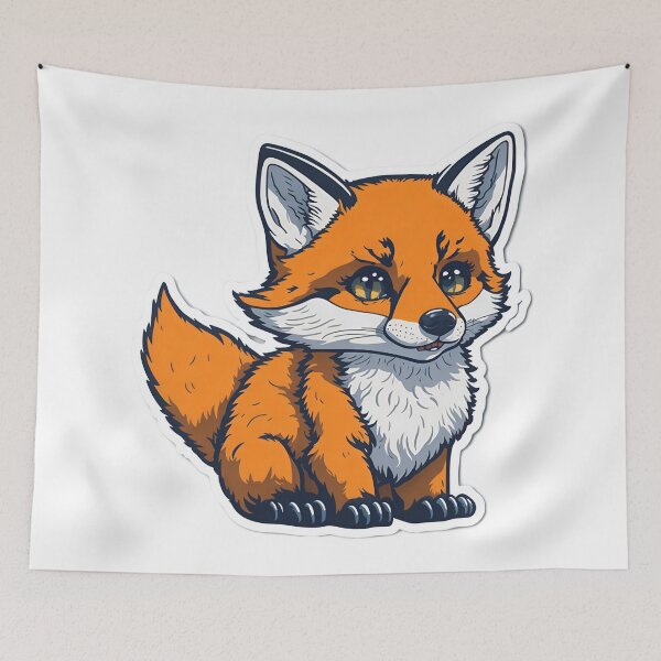 Item preview, Cartoon Fox Sticker in Vermeer Style| Cute Fox Sticker with White Background designed and sold by RedArtG09.