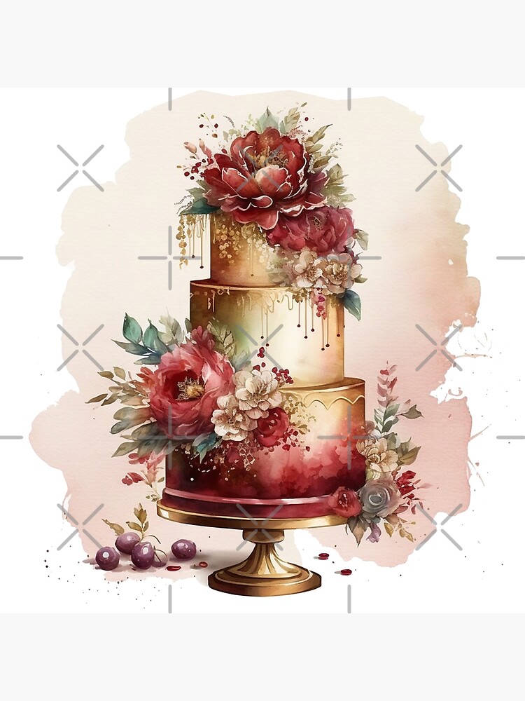 Wedding Cake Watercolor Clipart AI Generated 23828766 PNG