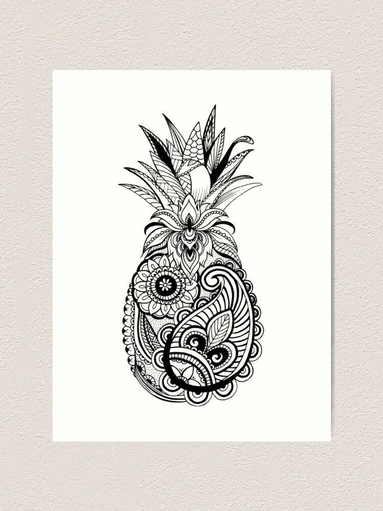 Stupell Industries Bold Pineapple Line Drawing Rustic Pattern Black White,  11 x 14,Design by Ziwei Li - Walmart.com