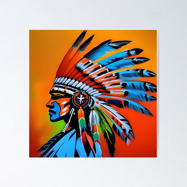 Colorful Native American Chief Art Hidden Gem Art Board Print for Sale by  Sharon Cummings