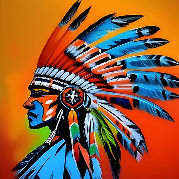 Colorful Native American Chief Art Hidden Gem Art Board Print for