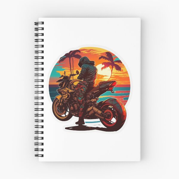 Aperçu de l'œuvre Moto Street Fighter profitant de la plage et du coucher du soleil créée et vendue par YammsDesign.