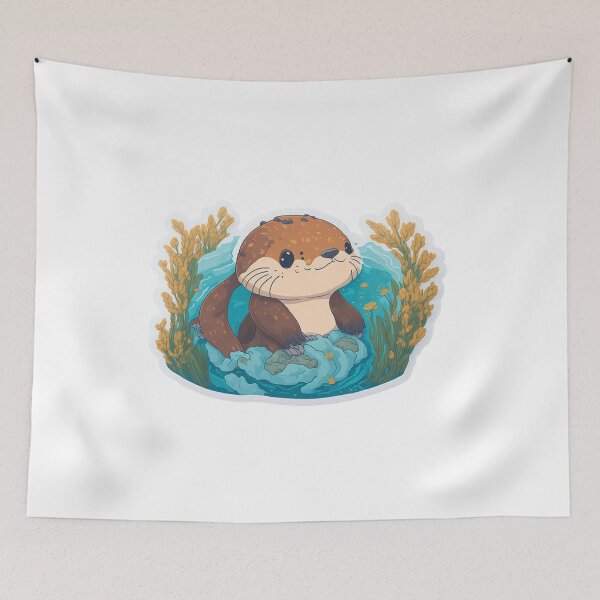 Item preview, Cute Digital Chibi Sea Otter Art designed and sold by ChibiArtline.
