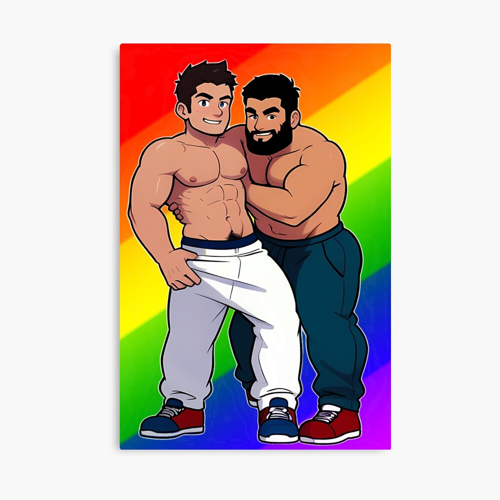 Gay bear muscle bear wrestling rainbow backdrop