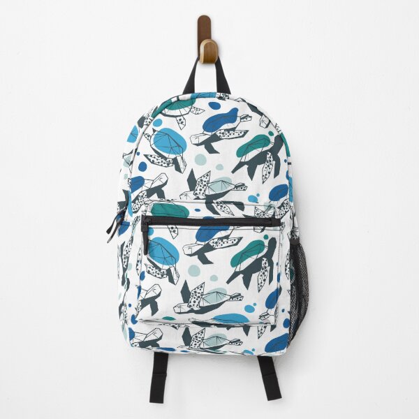 Item preview, Keep the sea turtles happy and plastic free // white background blues and greens Ultra-Steady palette geometric sea animals designed and sold by SelmaCardoso.