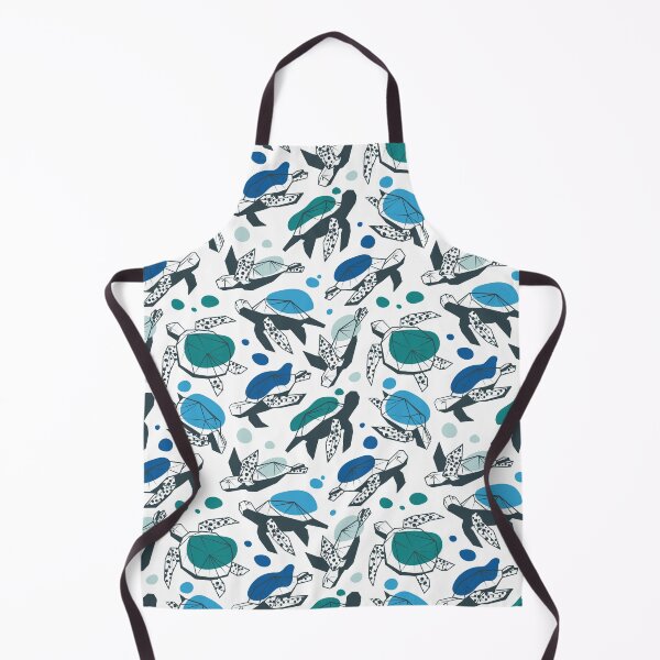 Item preview, Keep the sea turtles happy and plastic free // white background blues and greens Ultra-Steady palette geometric sea animals designed and sold by SelmaCardoso.