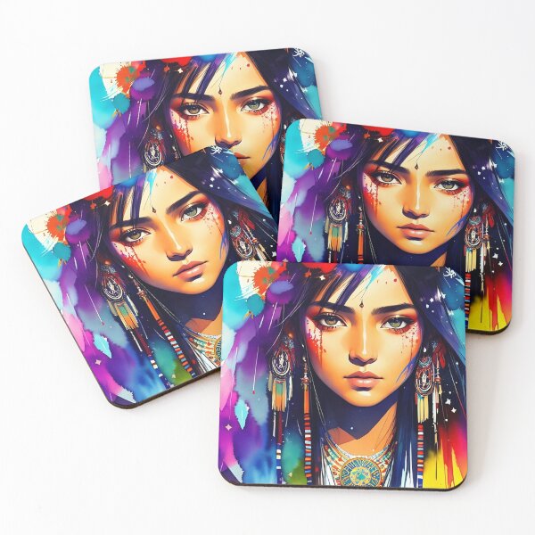 Item preview, American Indian girl with national ornaments designed and sold by AysuDesign.
