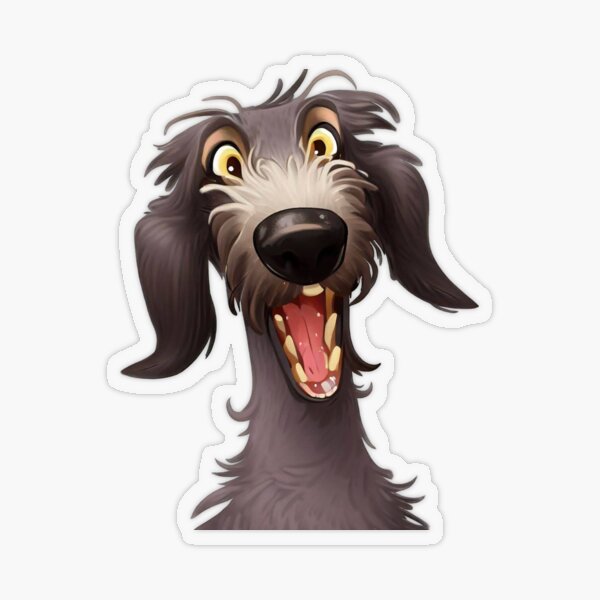 Item preview, Joyful Deerhound - Playful Cartoon Portrait of a Majestic Hound designed and sold by NinosDelViento.