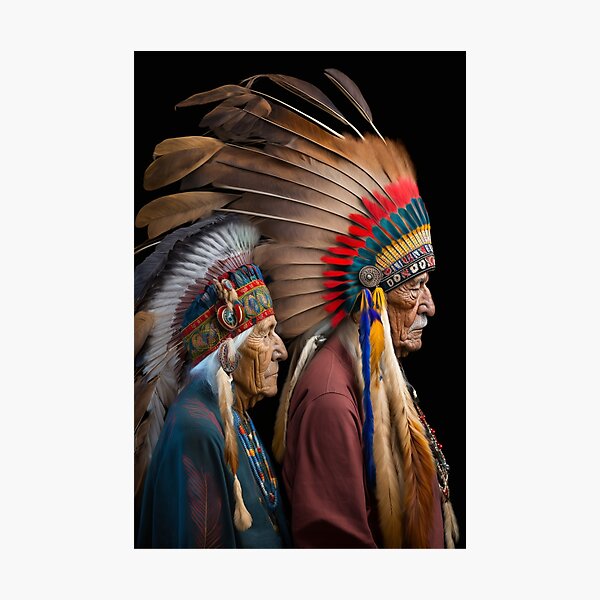 Item preview, Portrait of an old American-Indian Couple designed and sold by surrealbysaly.