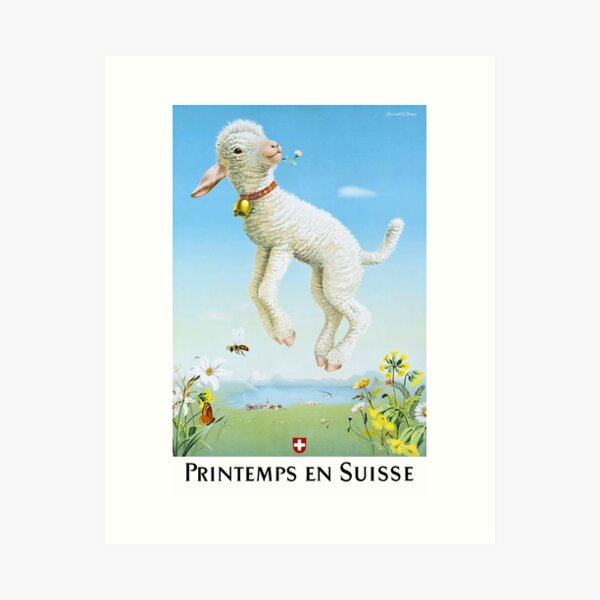 Item preview, 1945 Spring In Switzerland Travel Poster designed and sold by retrographics.