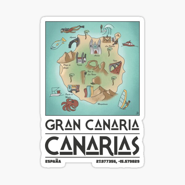 Item preview, Gran Canaria Map, Canary Islands, Spain designed and sold by JDP--Designs.
