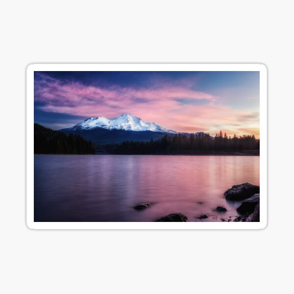 Sublime a sunrise on Mt. Shasta and Lake Siskiyou Northern California Sticker