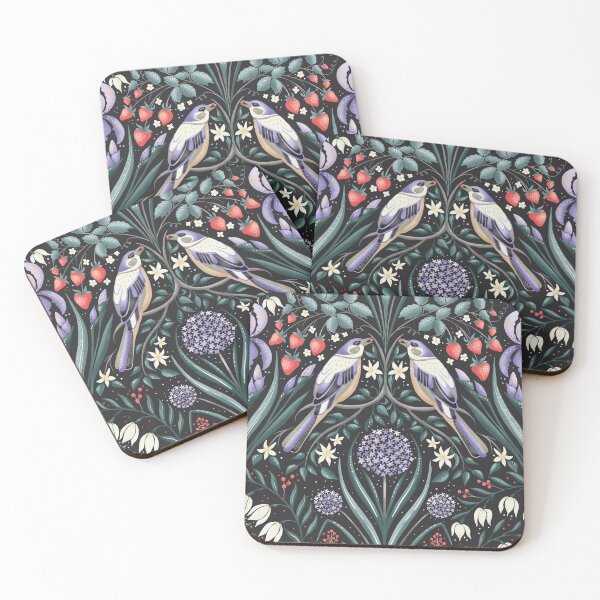 Item preview, Magical garden with birds, iris and allium flowers -charcoal designed and sold by RenattaZare.