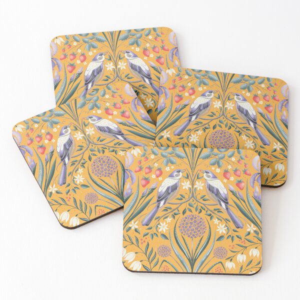 Item preview, Magical garden with birds, iris and allium flowers - yellow designed and sold by RenattaZare.