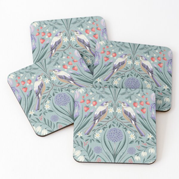 Item preview, Magical garden with birds, iris and allium flowers - sage green designed and sold by RenattaZare.