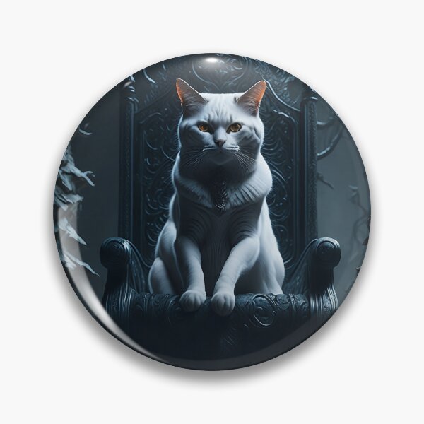 Artikelvorschau, Weiße Katze sitzt auf dunklem Thron entworfen und verkauft von Catagraphic.